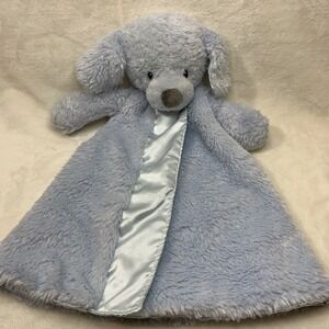 Gund Baby Puppy Dog Fluffey Huggy Buddy Blue Satin Fleece Security Blanket Lovey